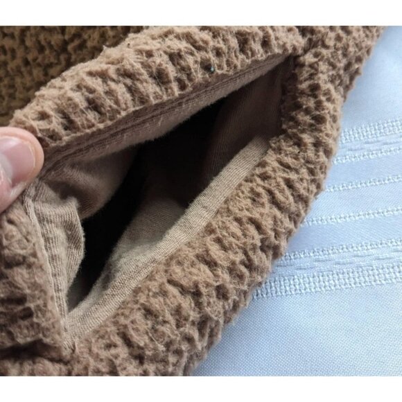 PINK VICTORIA'S SECRET Beige Recycled Polyester Varsity Sherpa Hoodie Size M - Picture 7 of 9